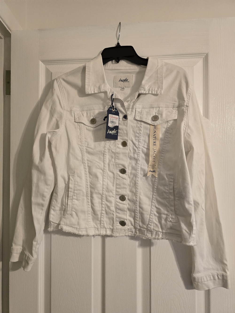 Angels Forever Young White Denim Jacket - Classic Button-Front Jean Jacket